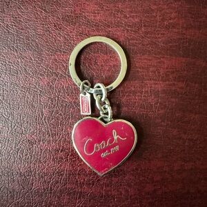 Coach Pink Heart Locket Keyring